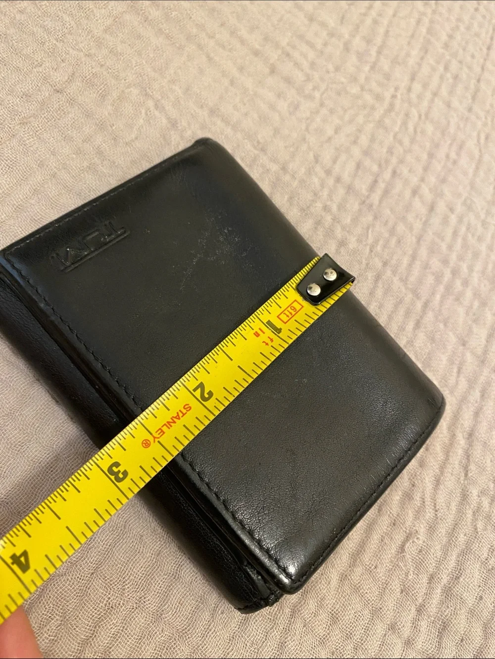 Tumi Black Leather Trifold Wallet- Card Holder